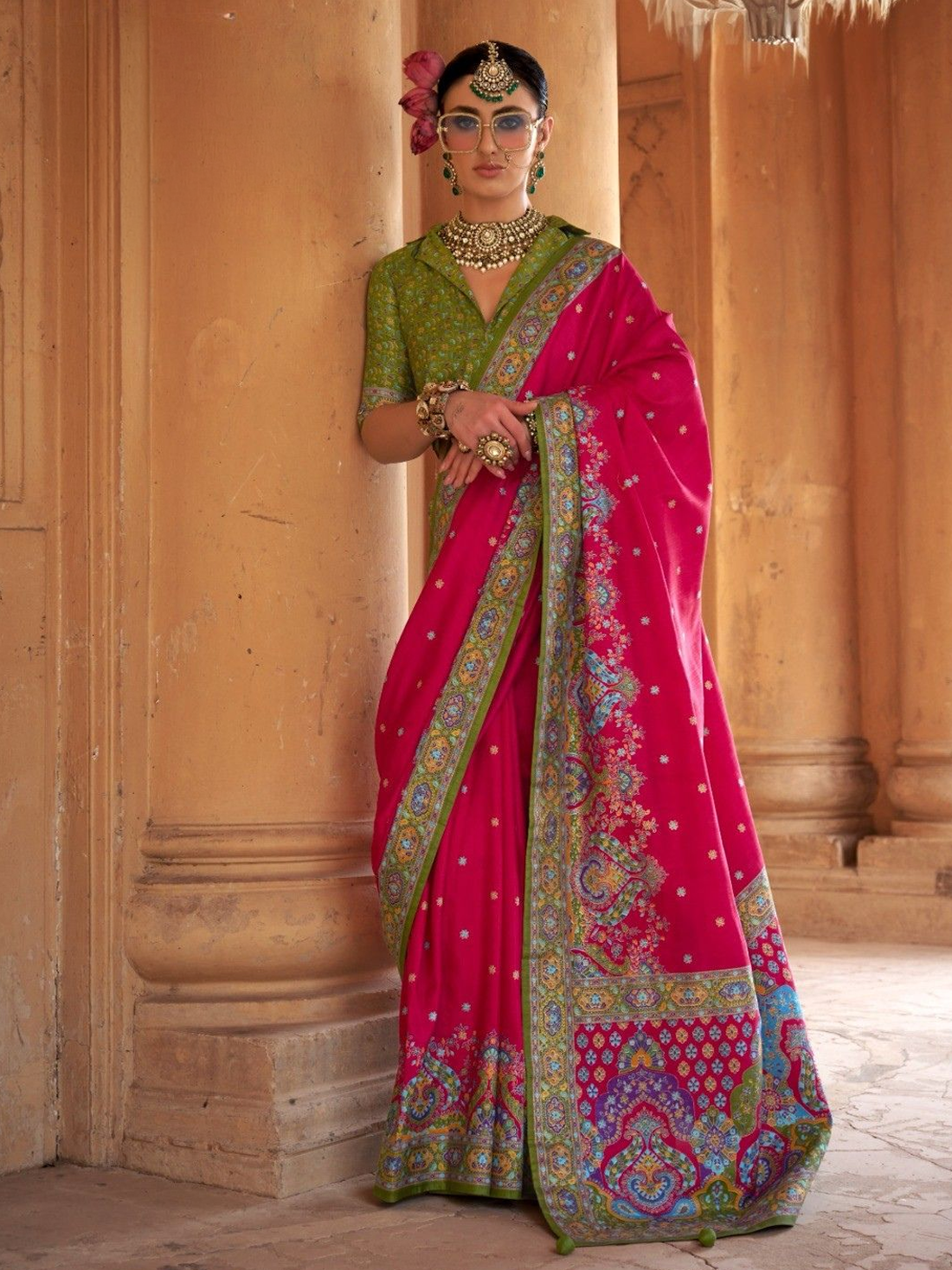 Vaani Silk Printed Saree – Pink