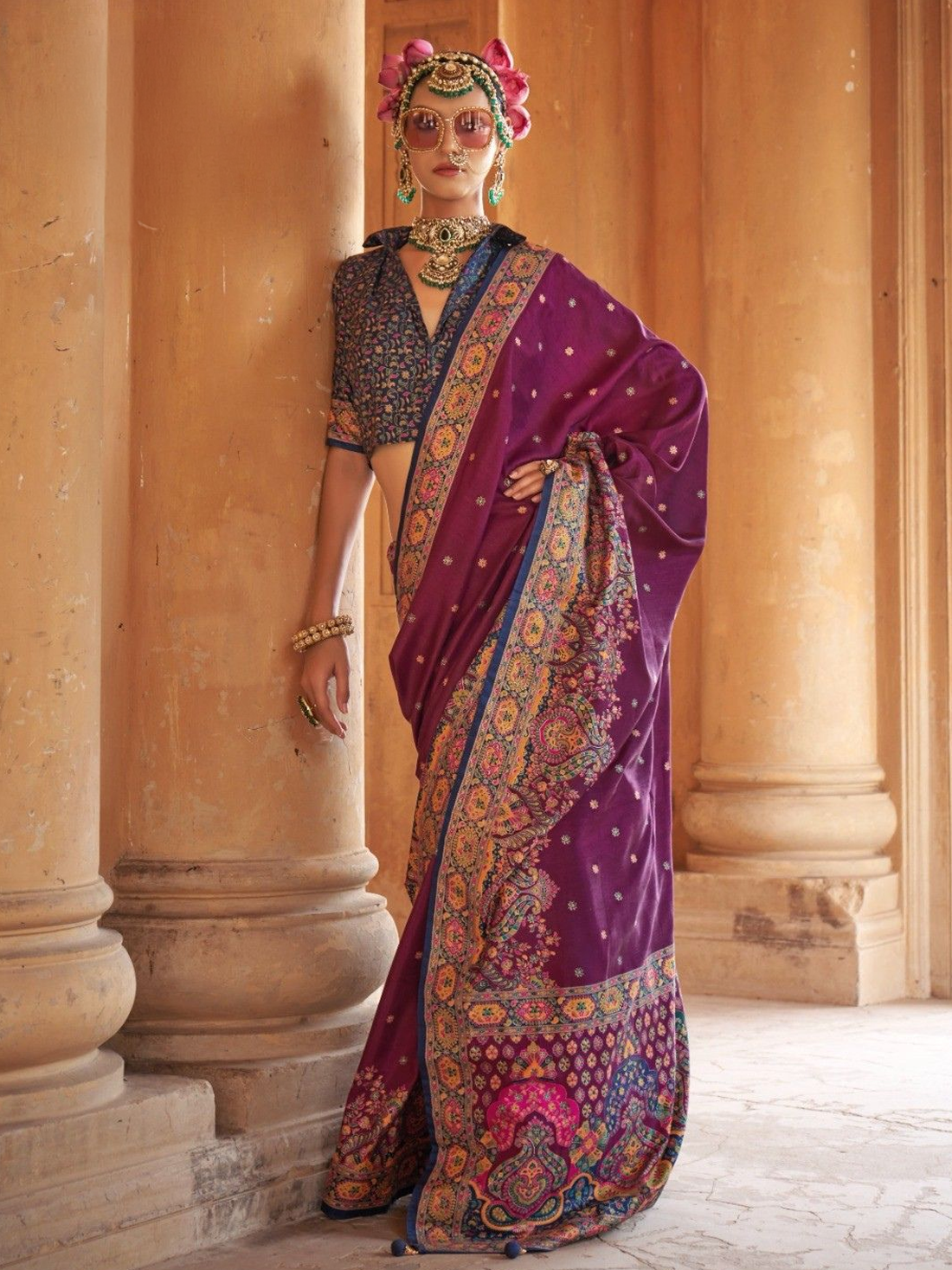 Vaani Silk Printed Saree – Wine