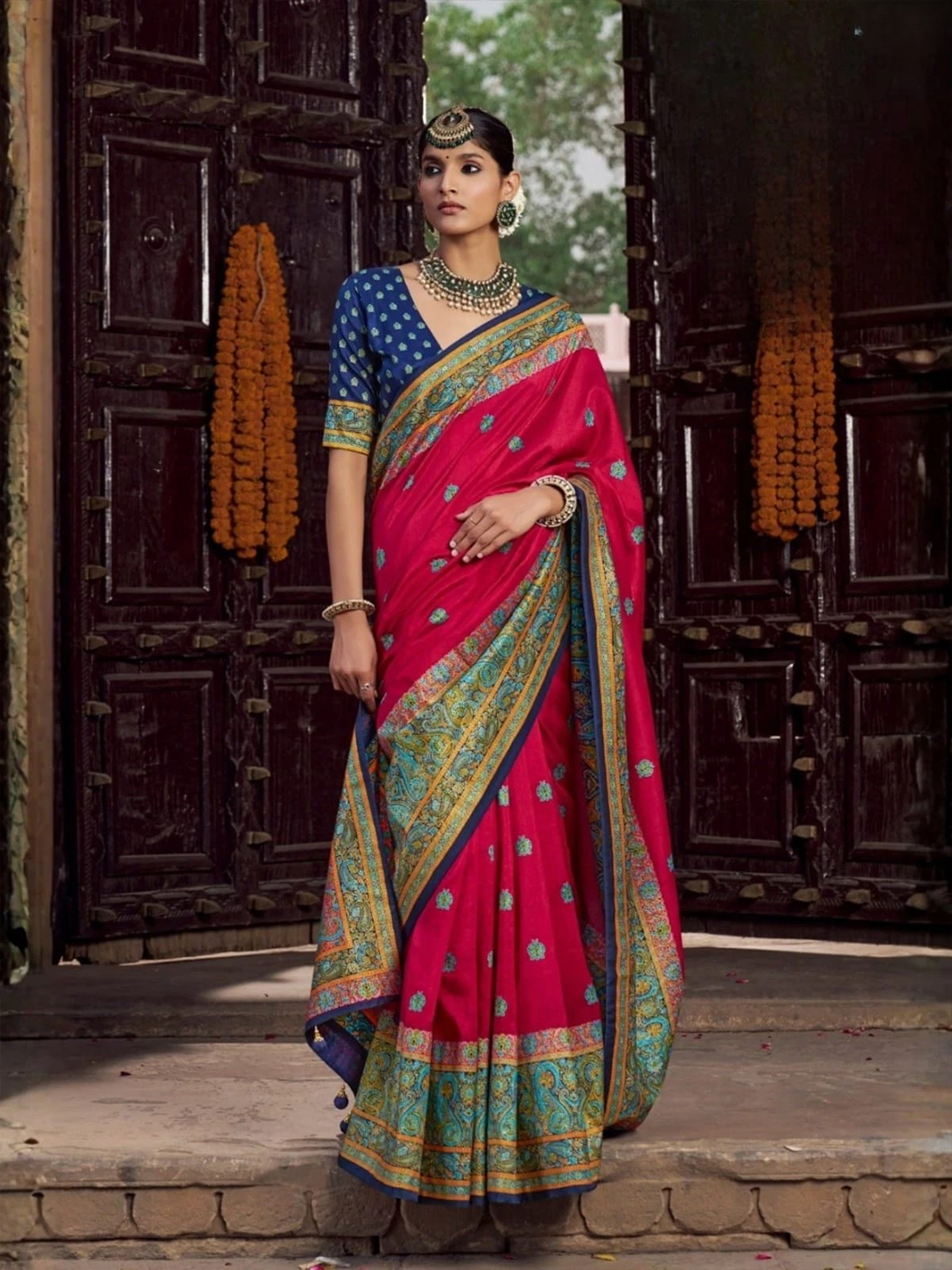 Saloni Silk Printed Saree - Cherry