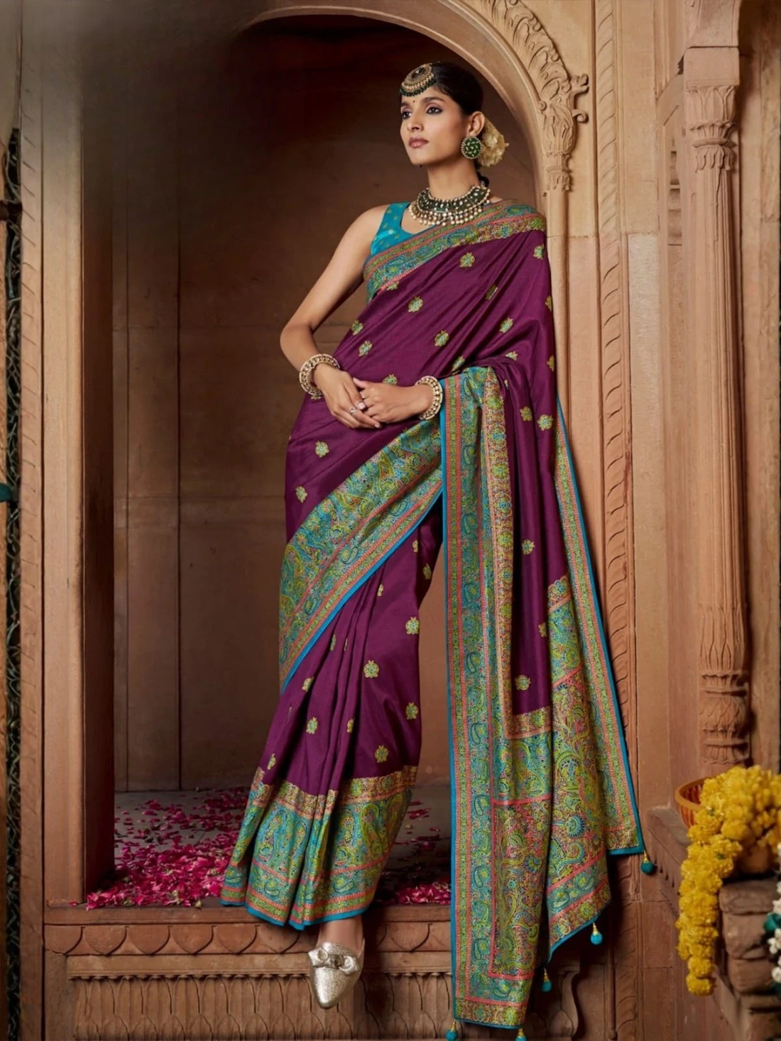 Saloni Silk Printed Saree – Wine