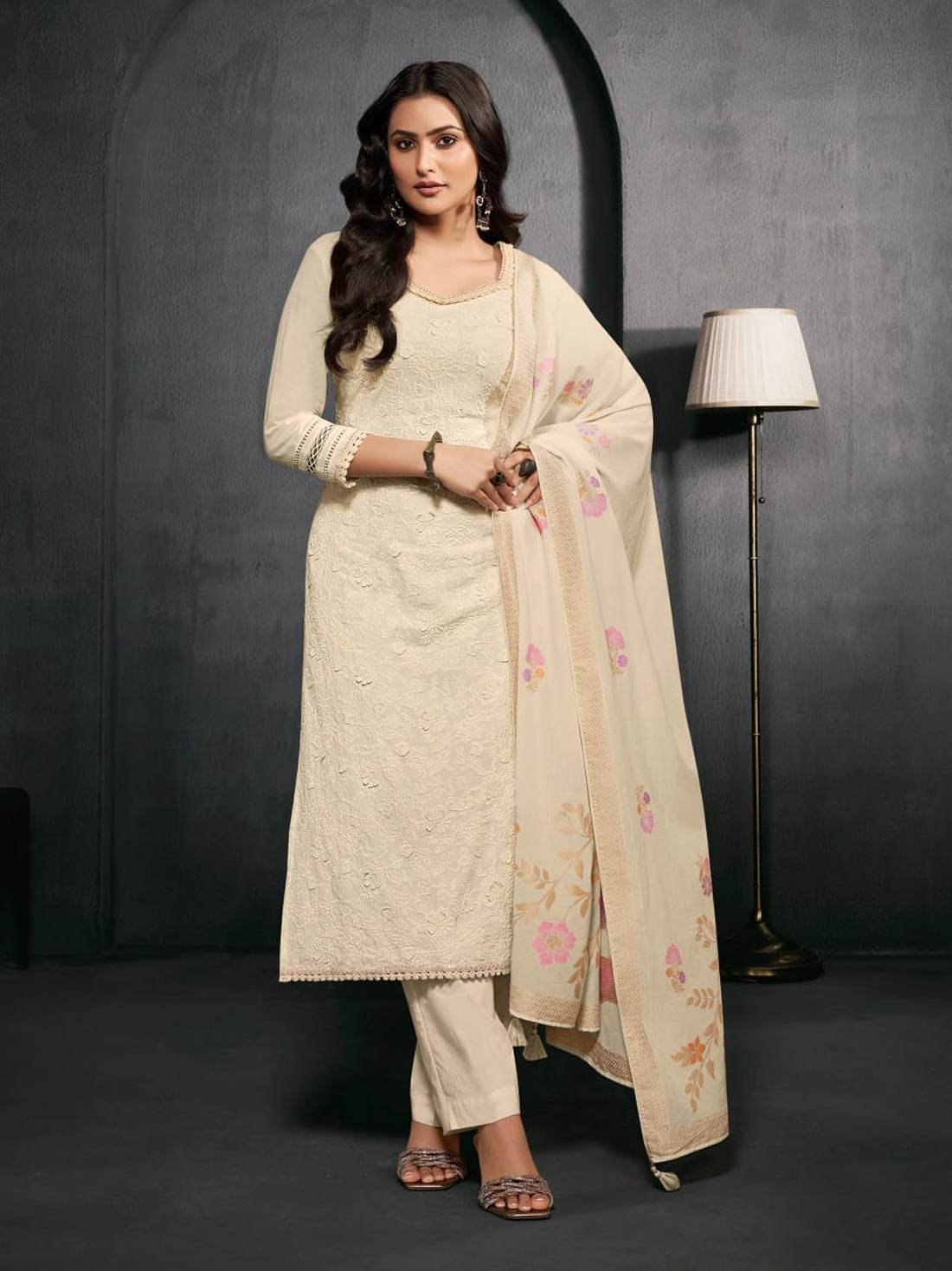 Kimaya Cotton Resham Work Straight Kamiz &amp; Pant