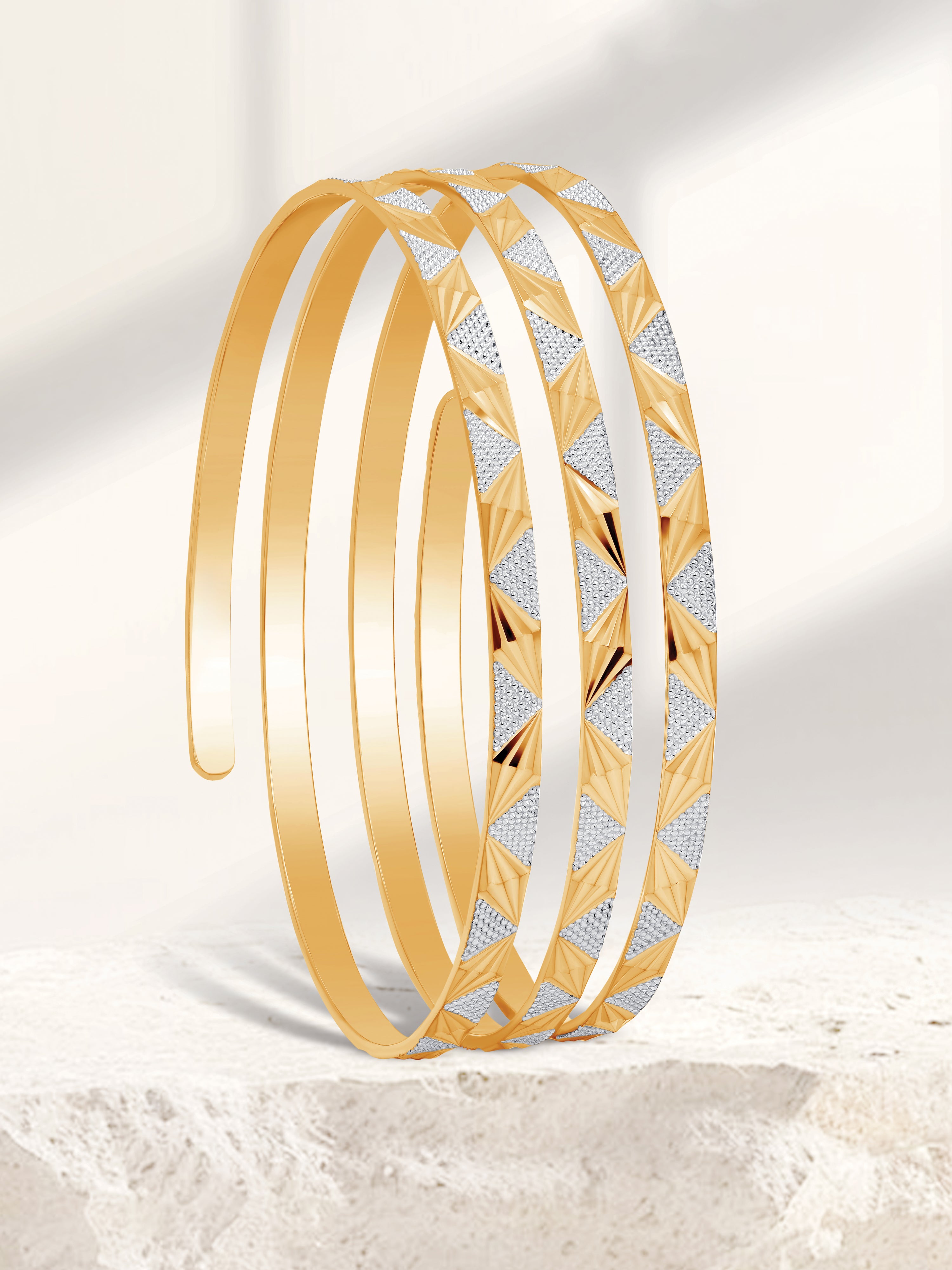 22ct Gold Two Tone Spiral Bangle - Roop Darshan