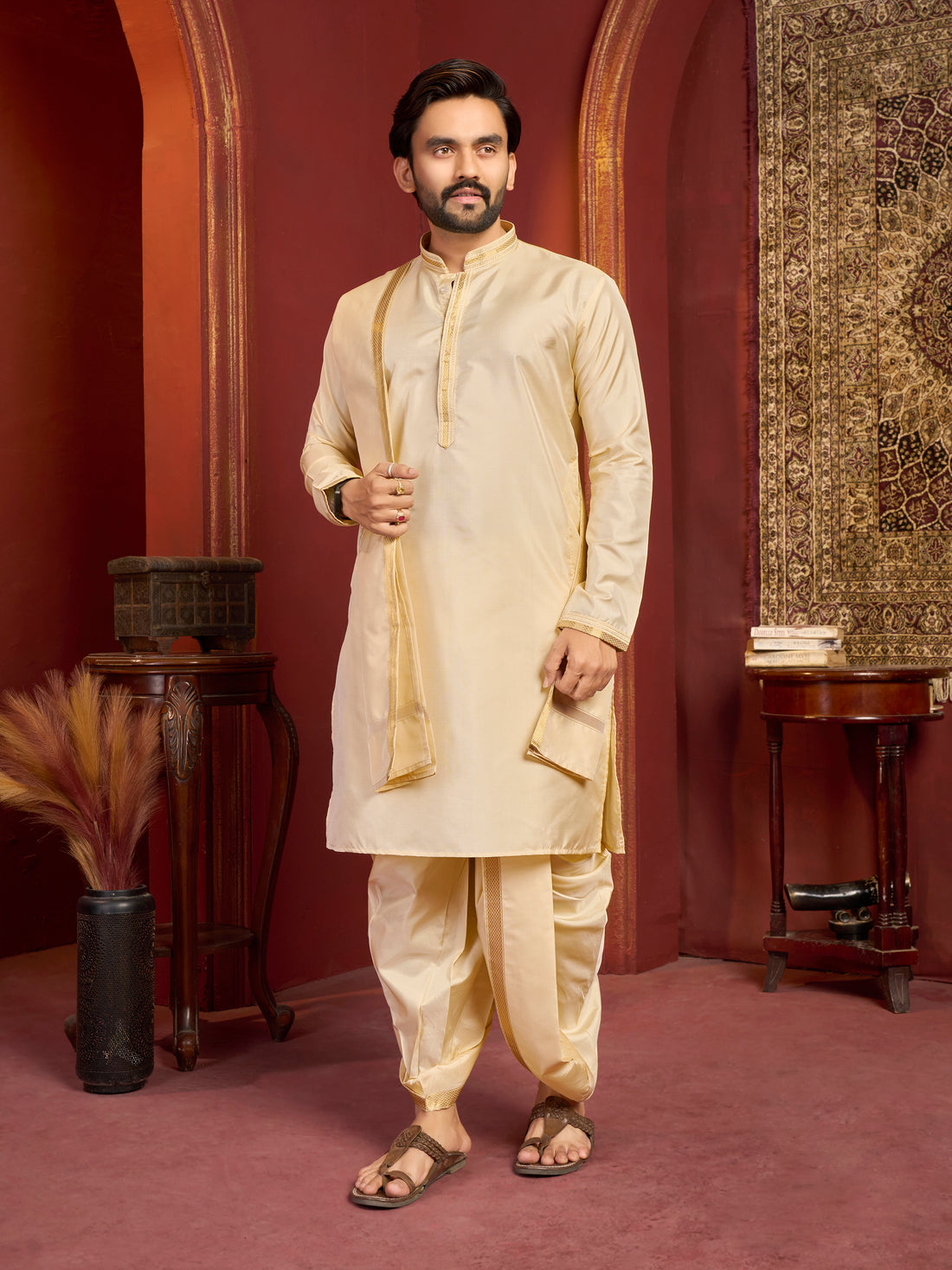 Mens Dhoti Suit With Dupatta