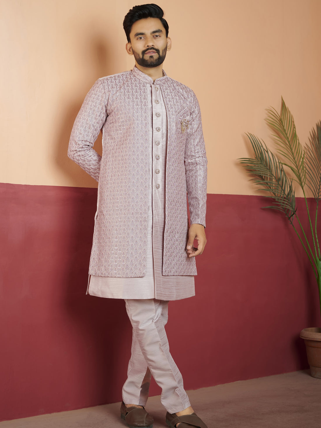 Mens Kurta Set With Jacket - Roop Darshan