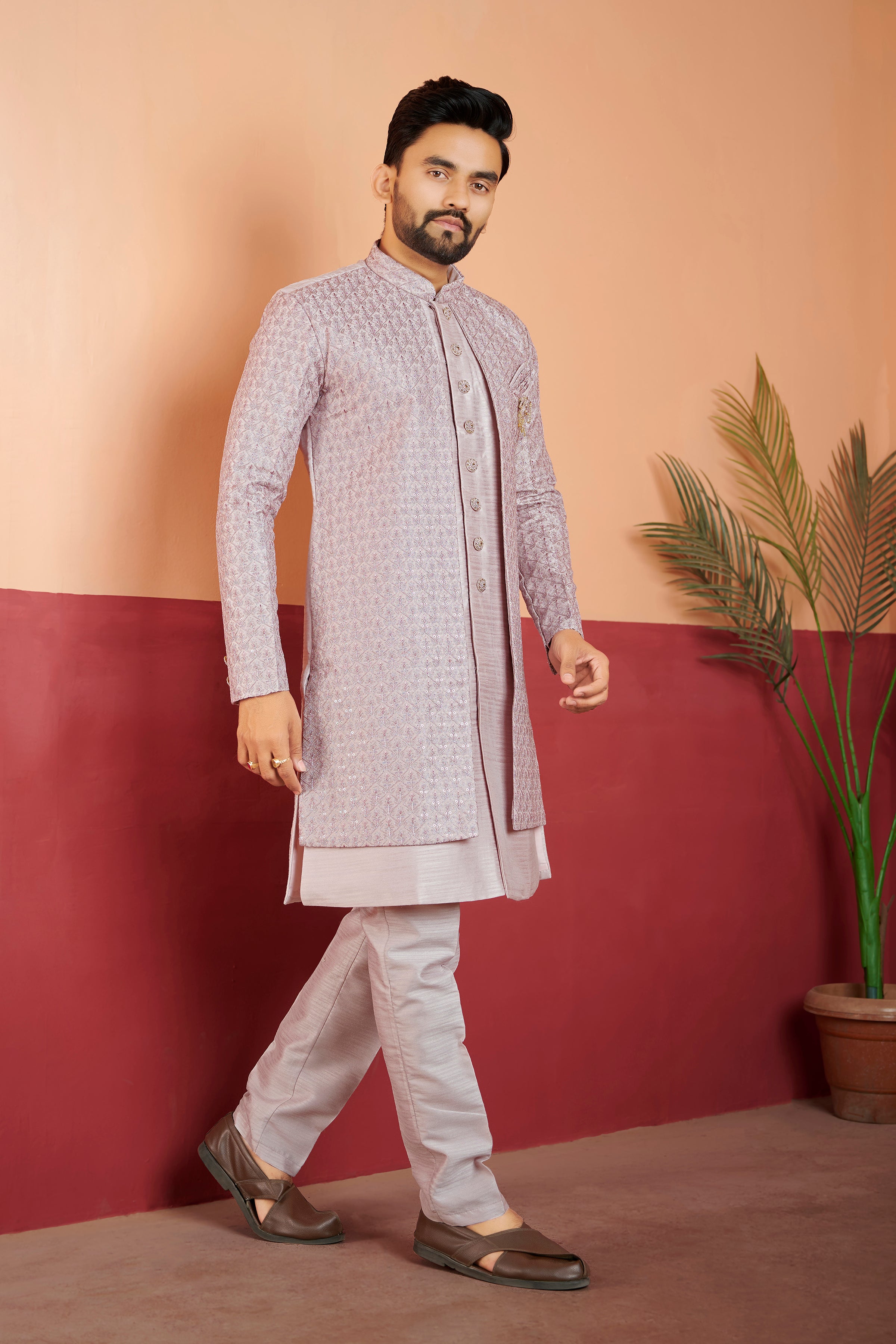 Mens Kurta Set With Jacket - Roop Darshan