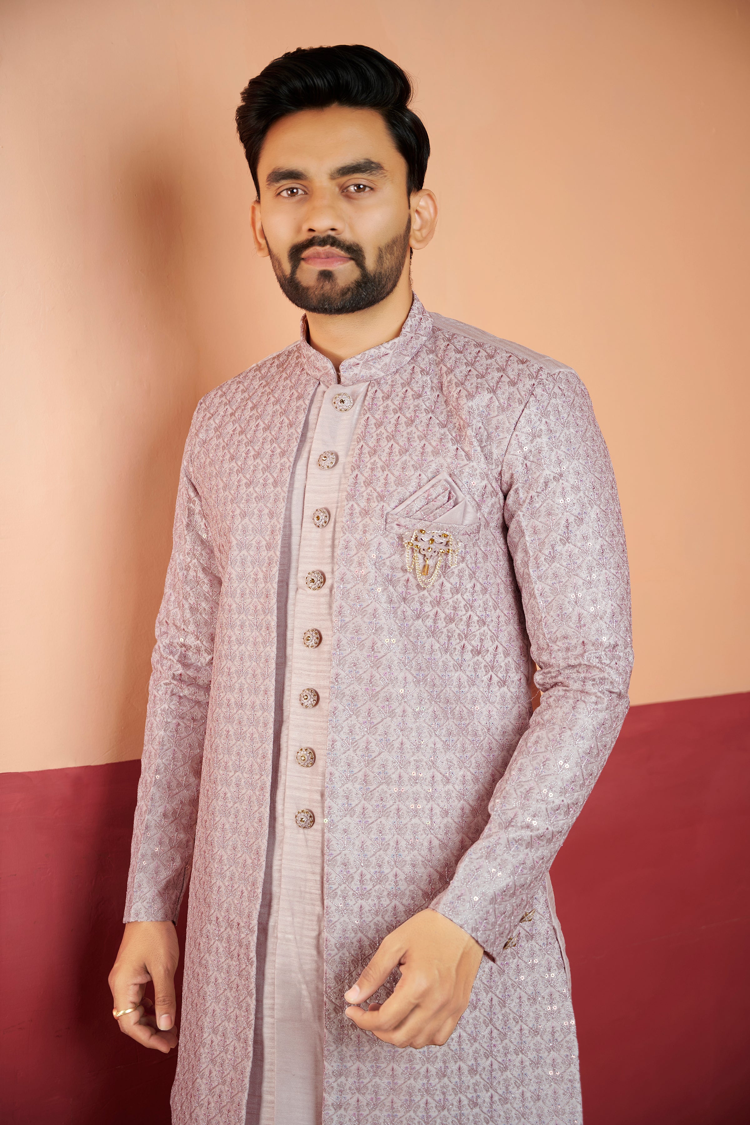 Mens Kurta Set With Jacket - Roop Darshan