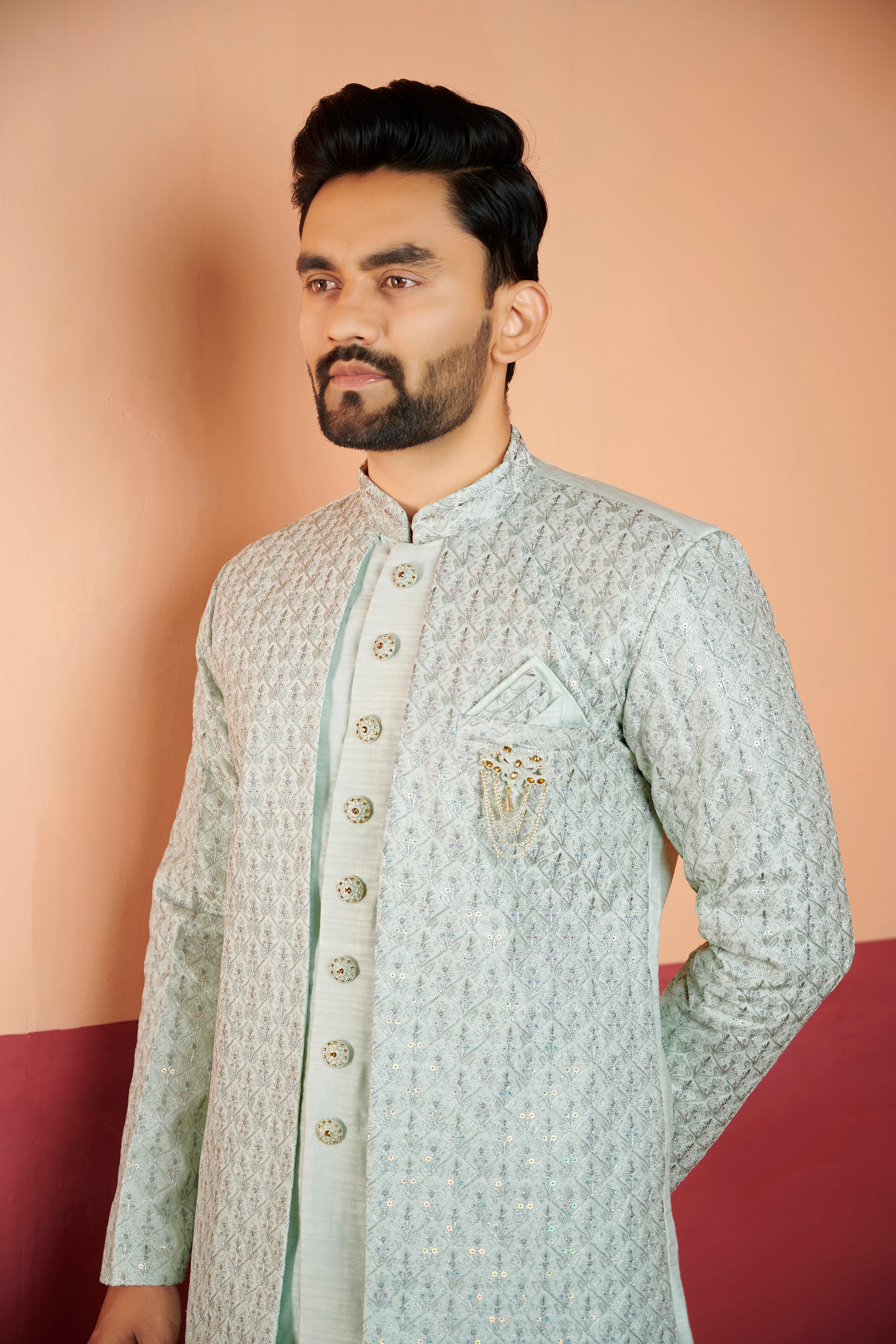 Mens Kurta Set With Jacket - Roop Darshan