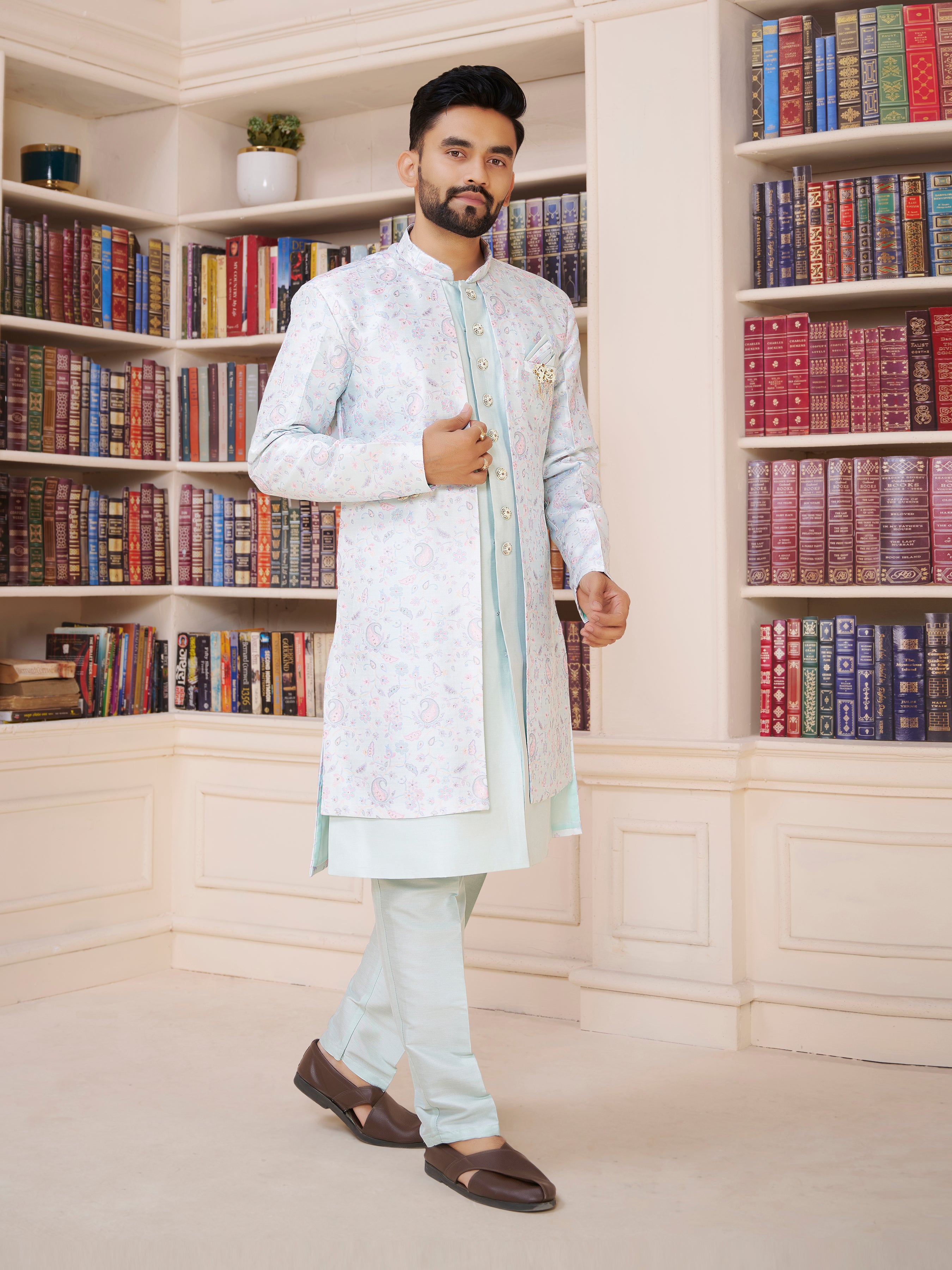 Mens Kurta Set With Jacket - Roop Darshan