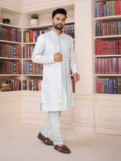 Mens Kurta Set With Jacket - Roop Darshan