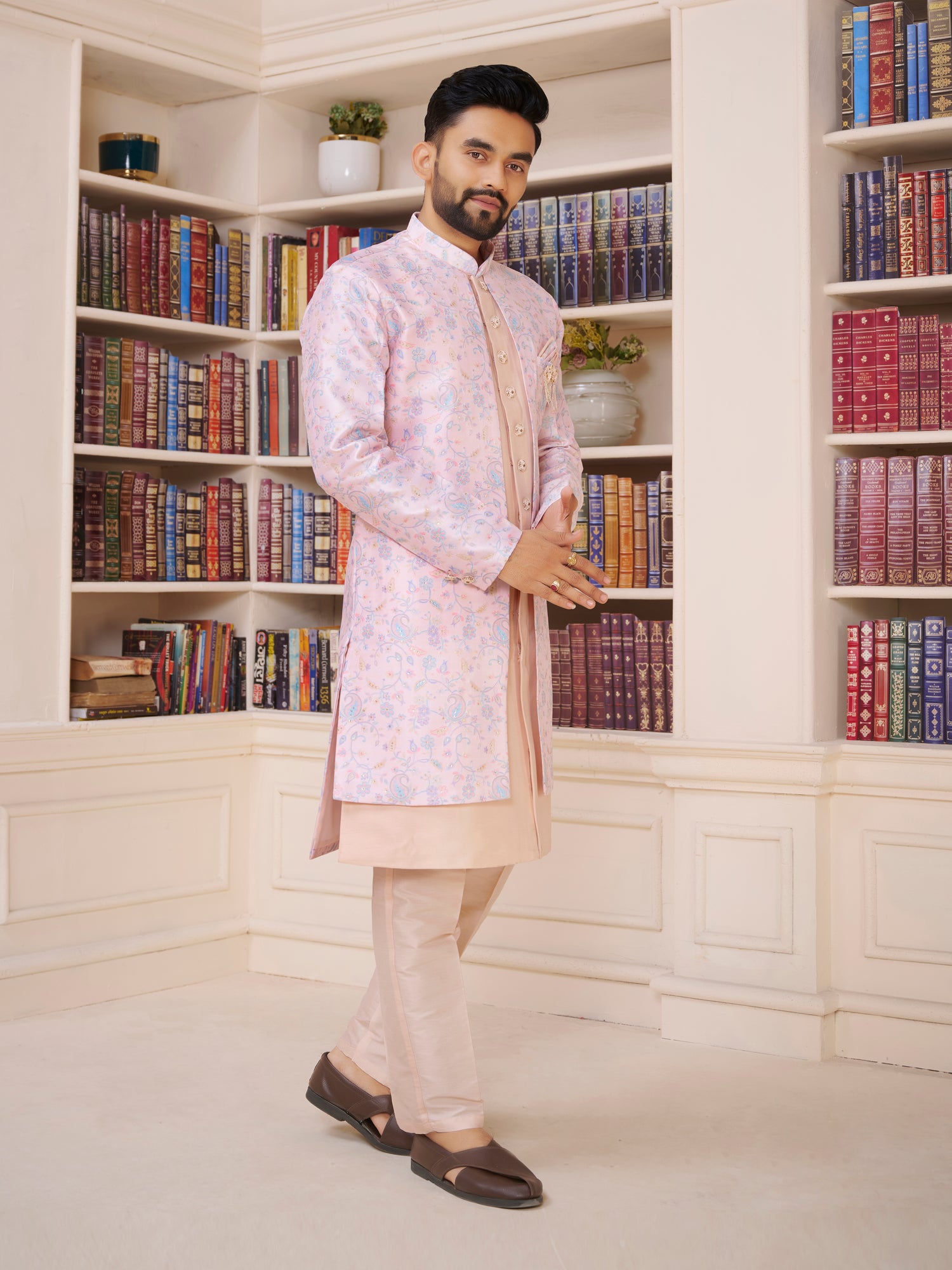 Mens Kurta Set With Jacket - Roop Darshan