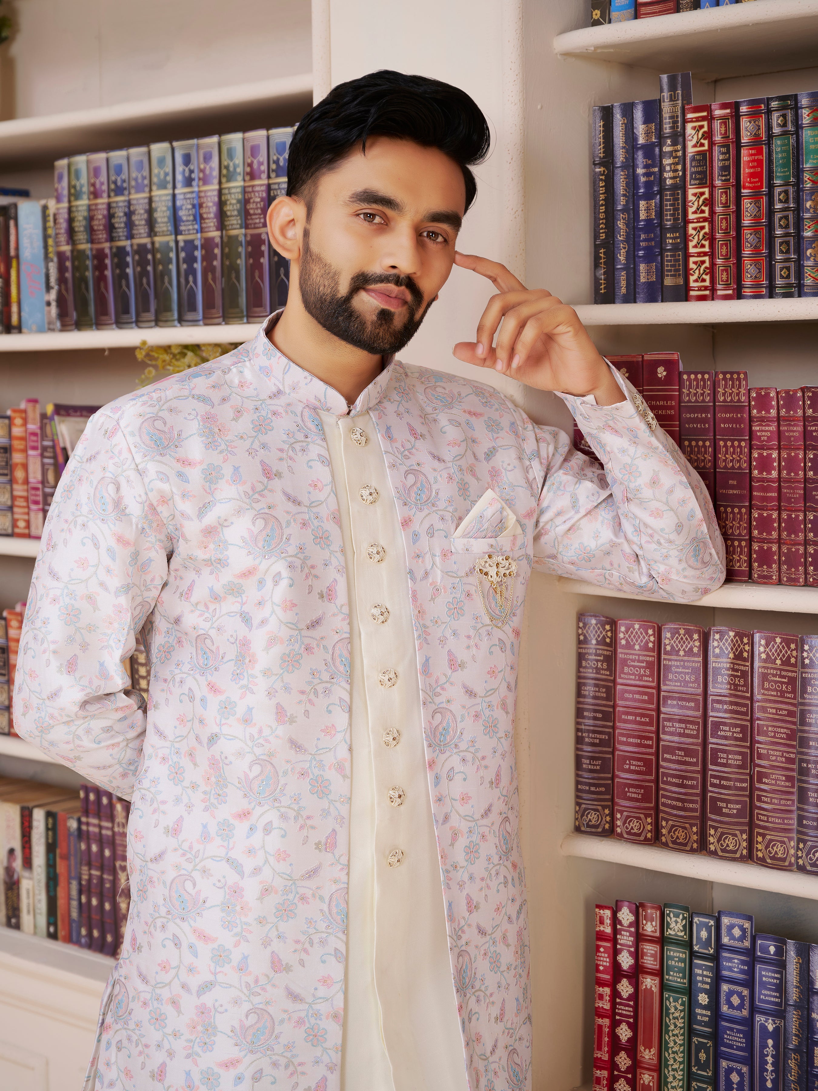 Mens Kurta Set With Jacket - Roop Darshan