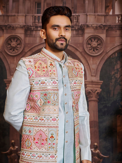 Mens Kurta Set With Jacket - Roop Darshan