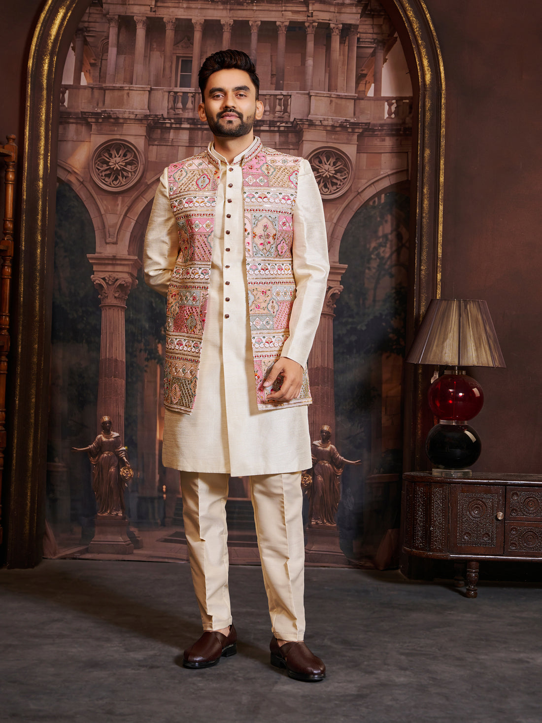 Mens Kurta Set With Jacket - Roop Darshan