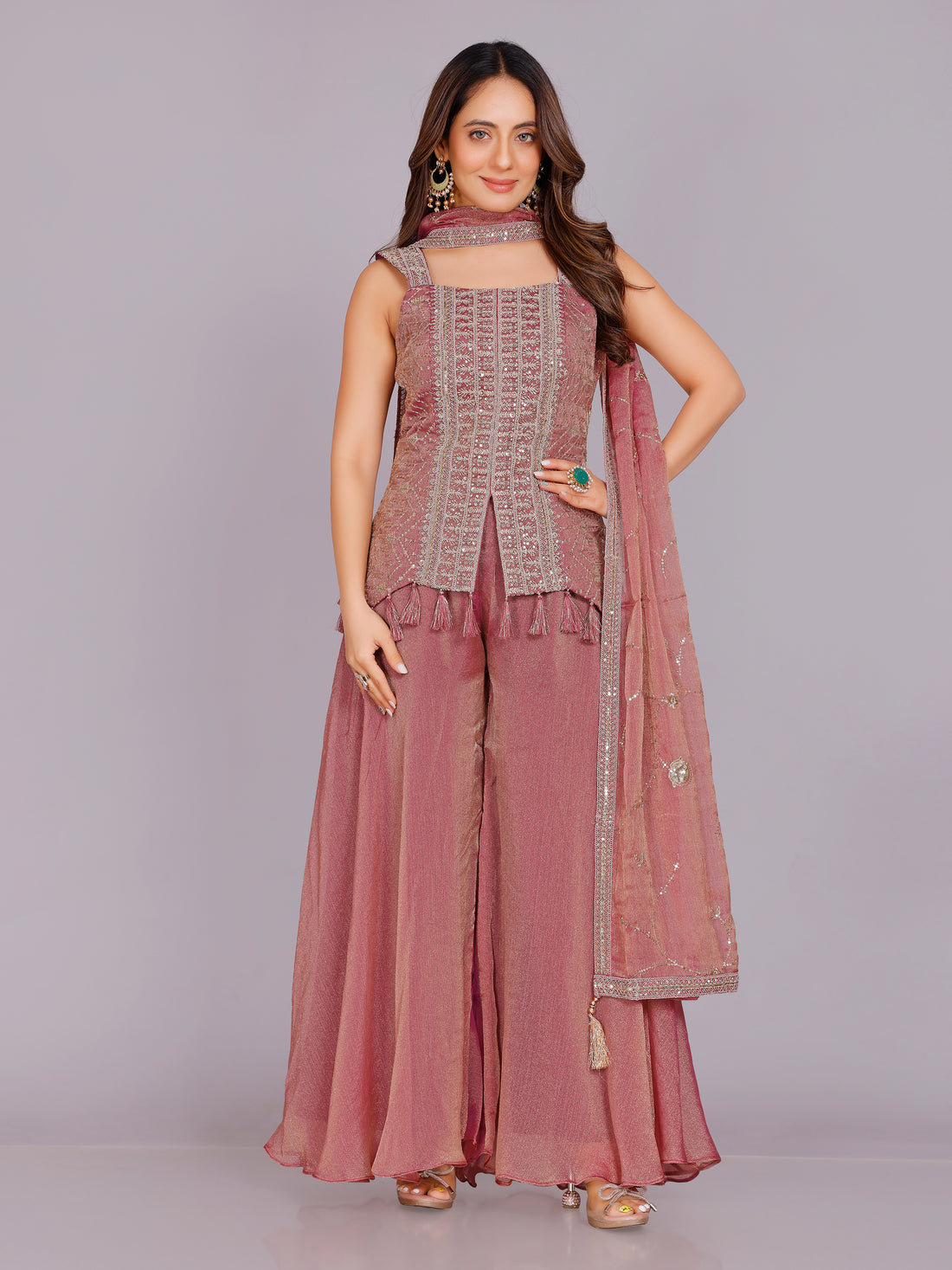 Athira Organza Palazzo Suit