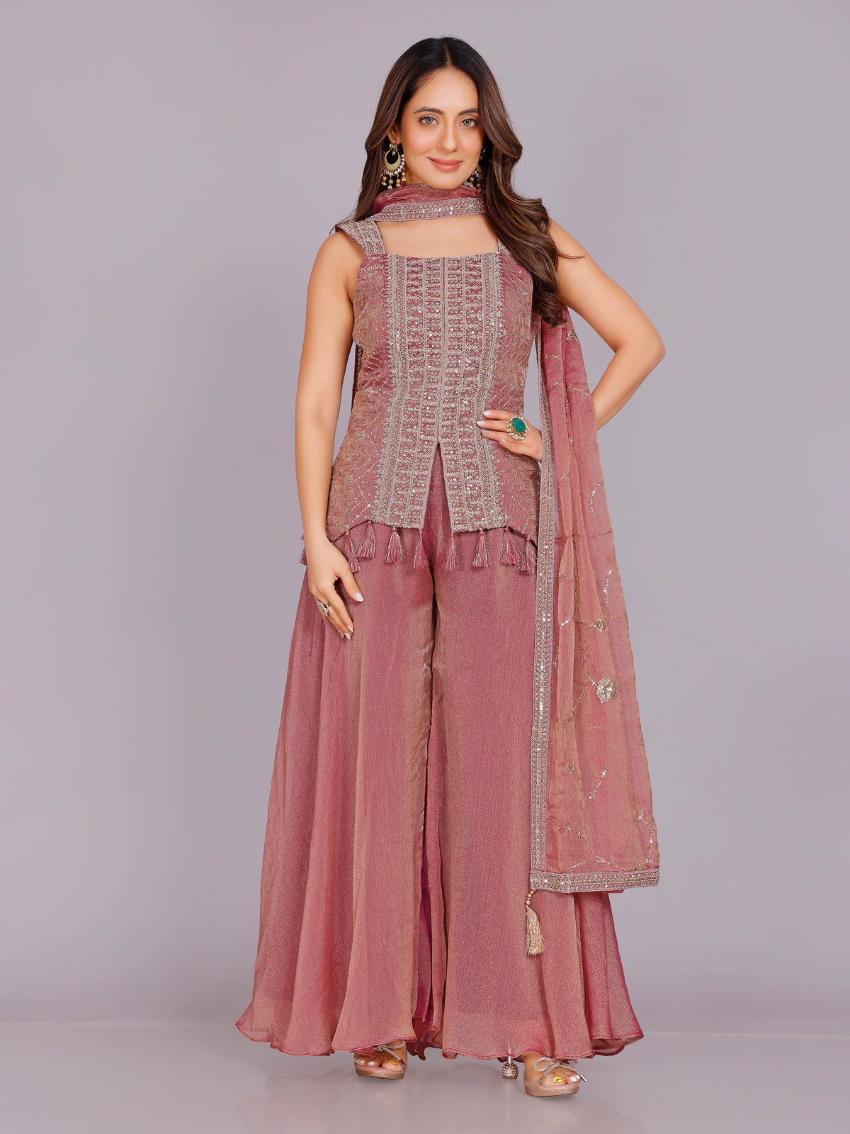 Athira Organza Palazzo Suit