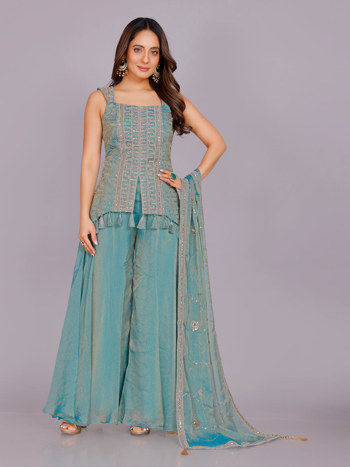 Athira Organza Palazzo Suit