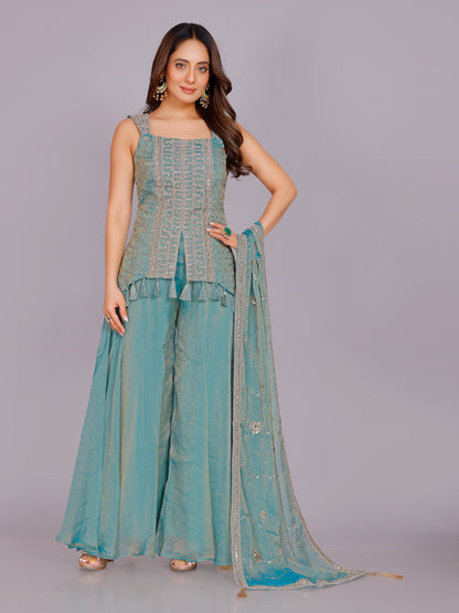 Athira Organza Palazzo Suit