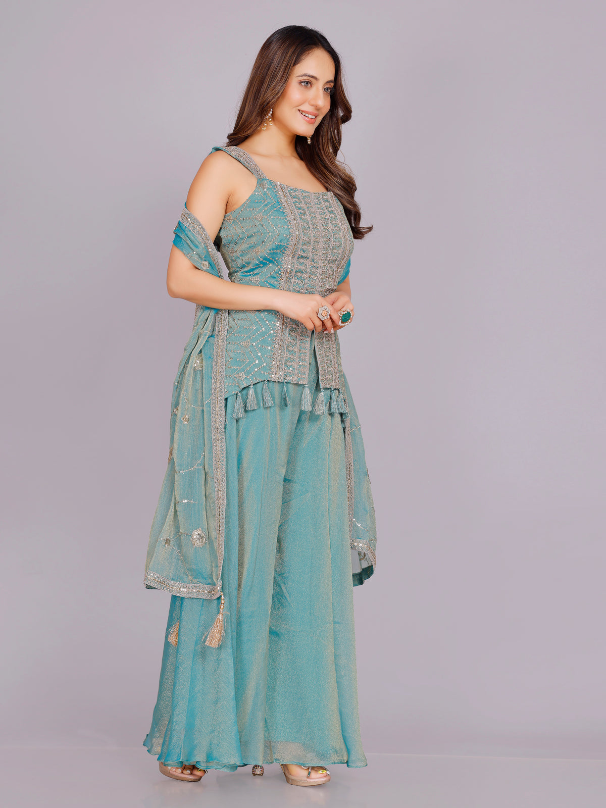 Athira Organza Palazzo Suit