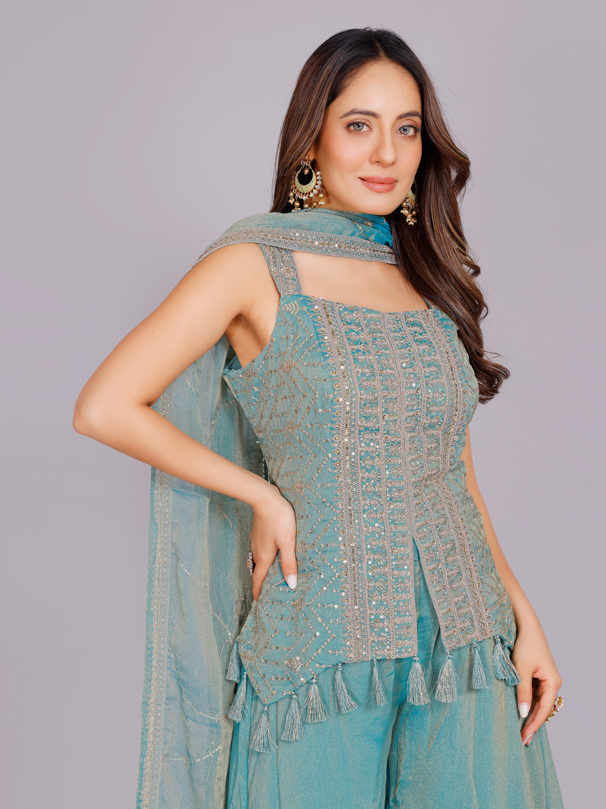 Athira Organza Palazzo Suit