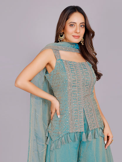 Athira Organza Palazzo Suit