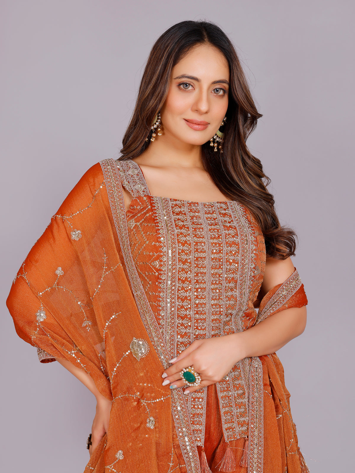 Athira Organza Palazzo Suit