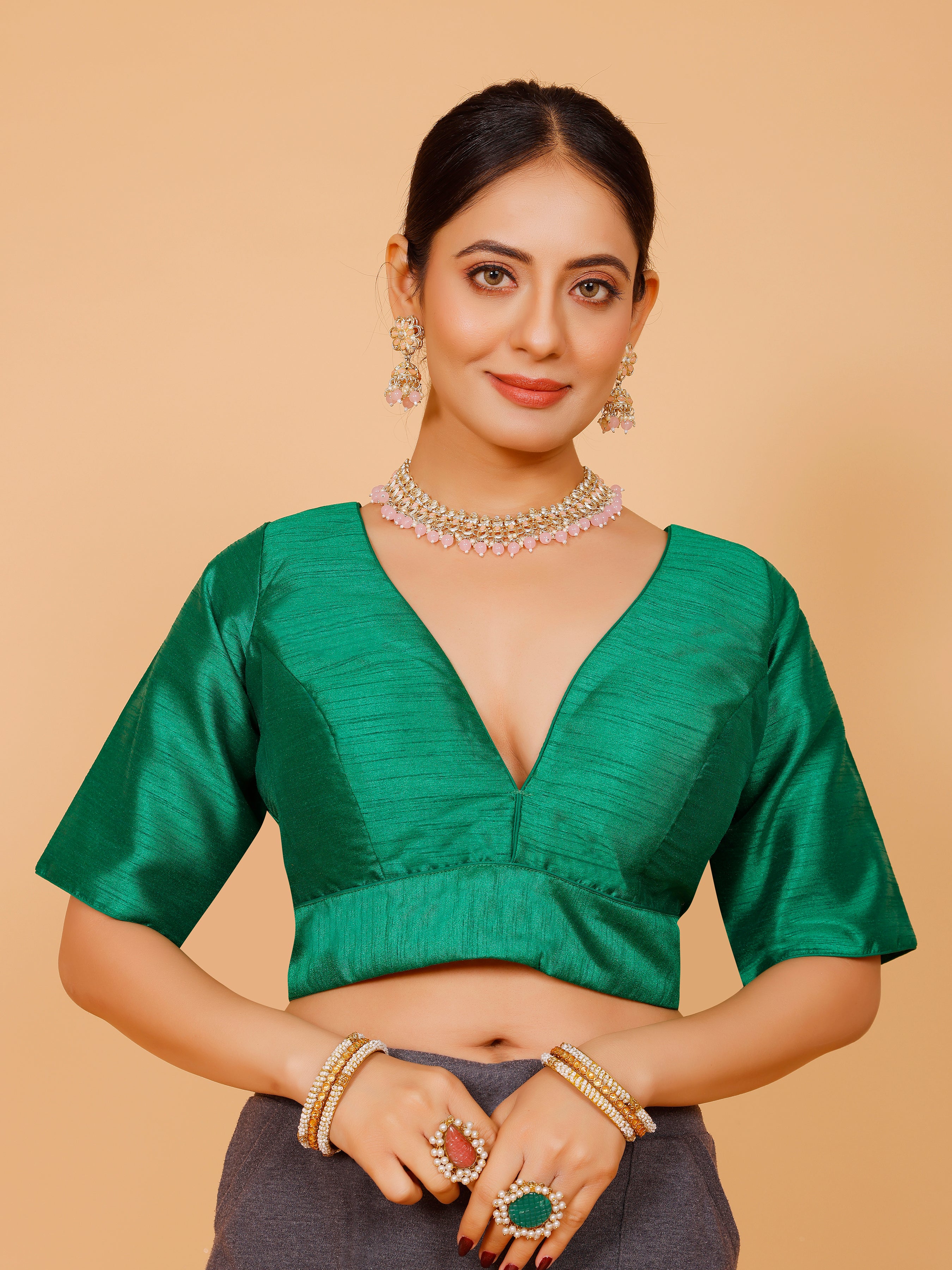 Ladies Silk Plain Blouse