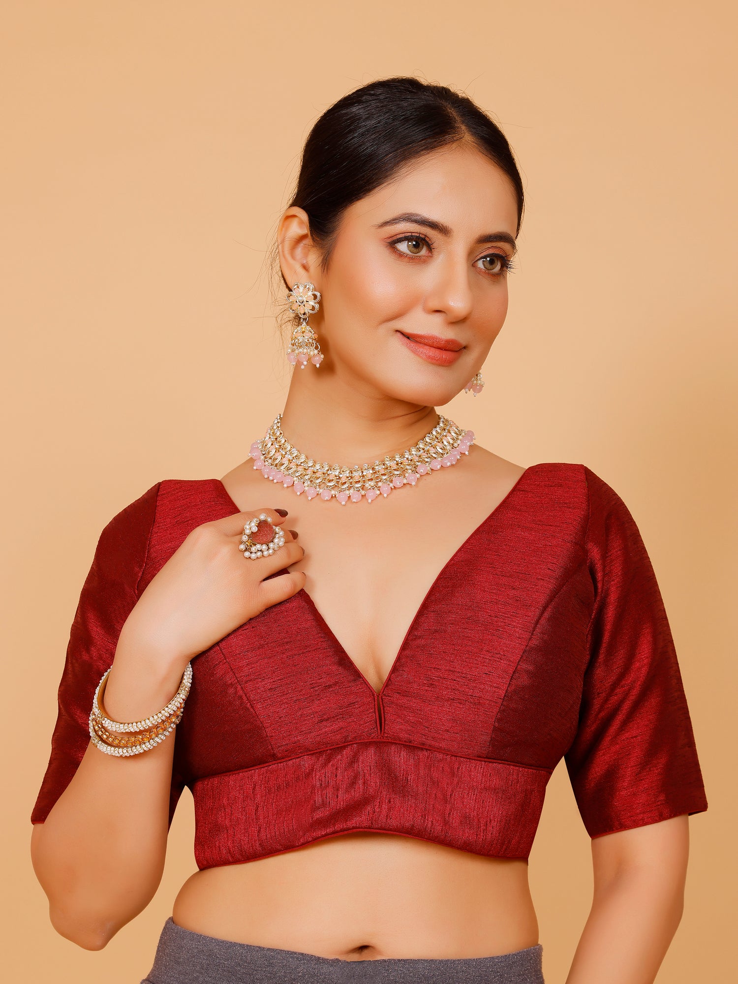 Ladies Silk Plain Blouse