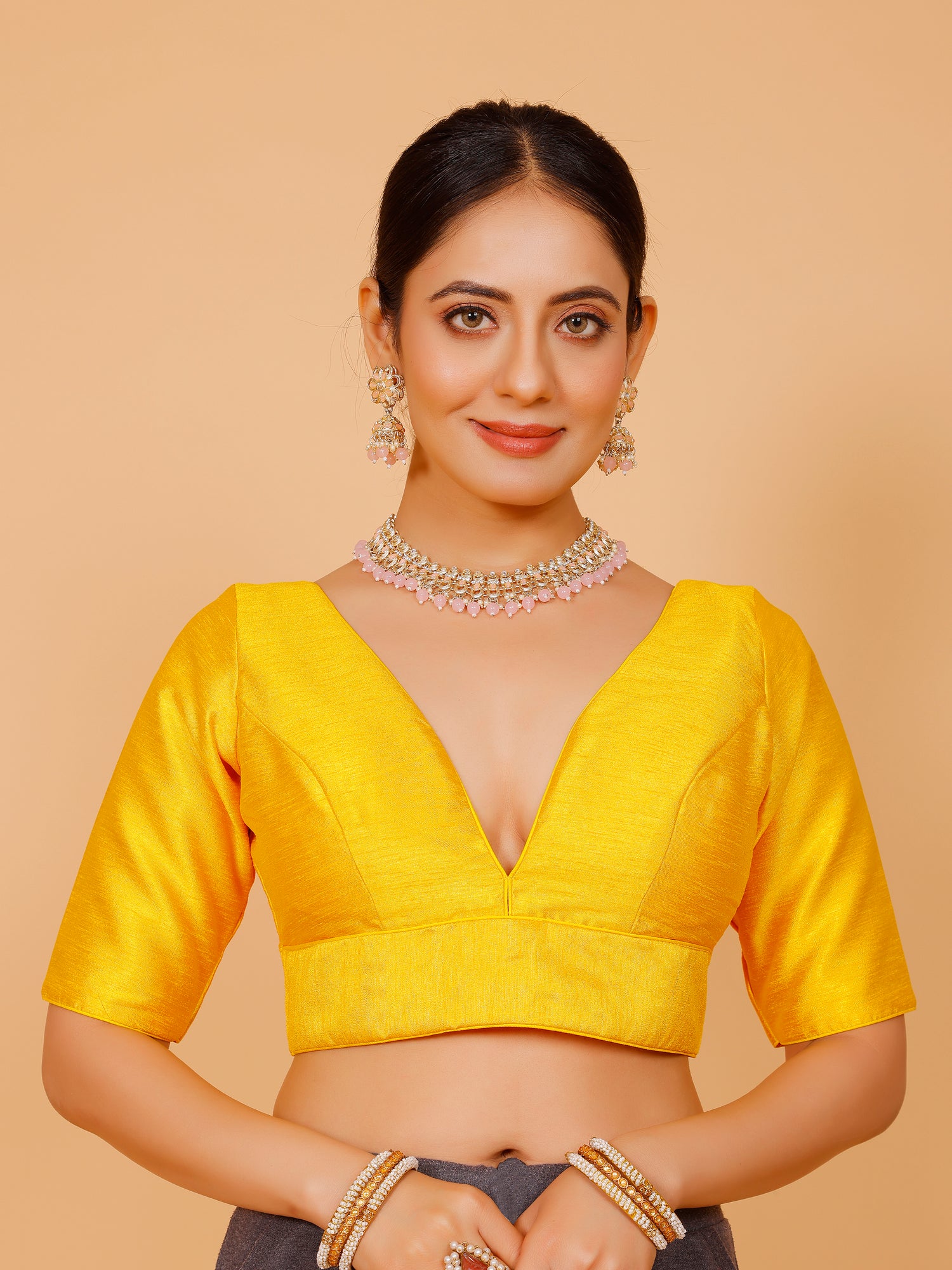 Ladies Silk Plain Blouse