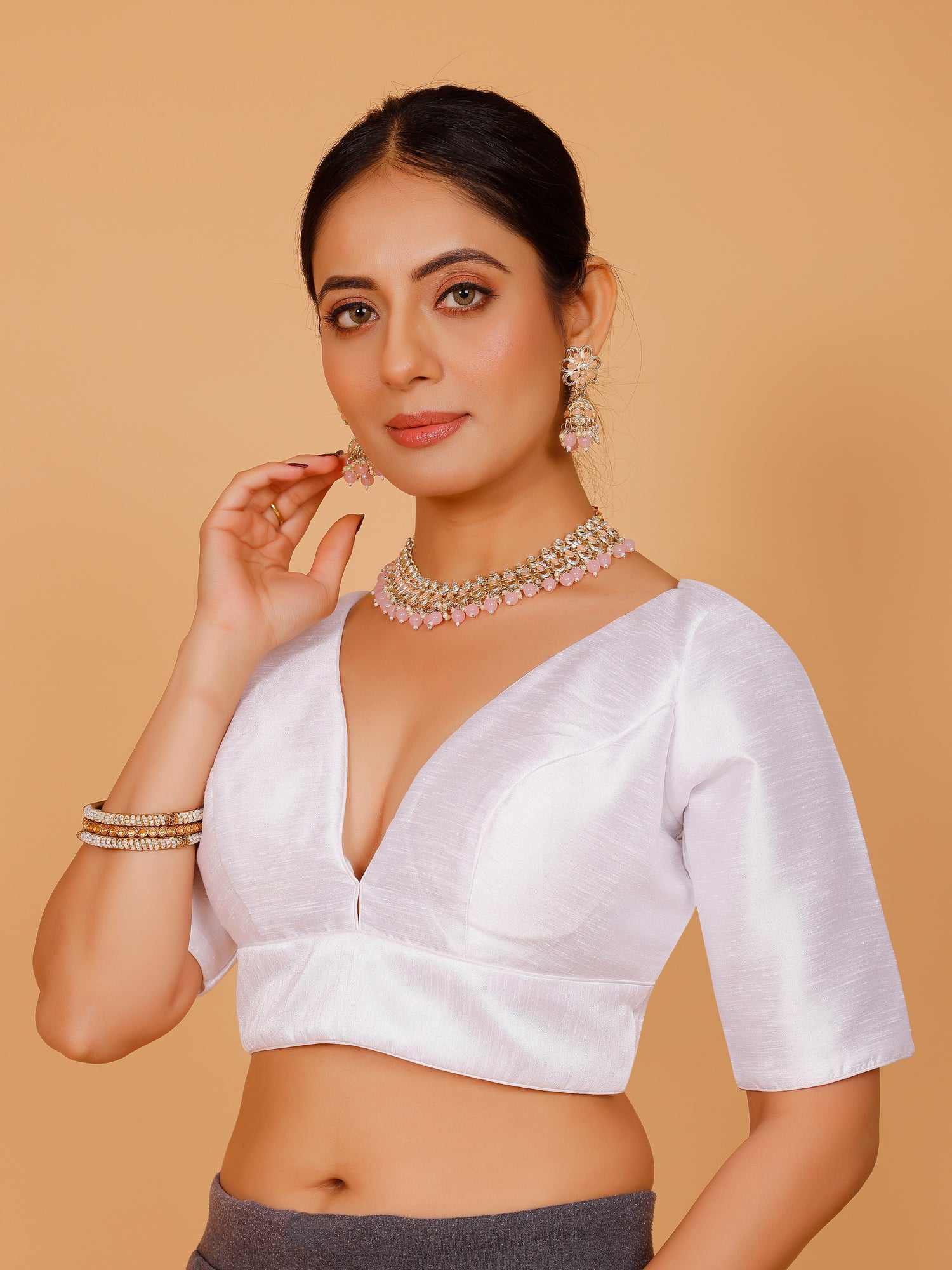 Ladies Silk Plain Blouse