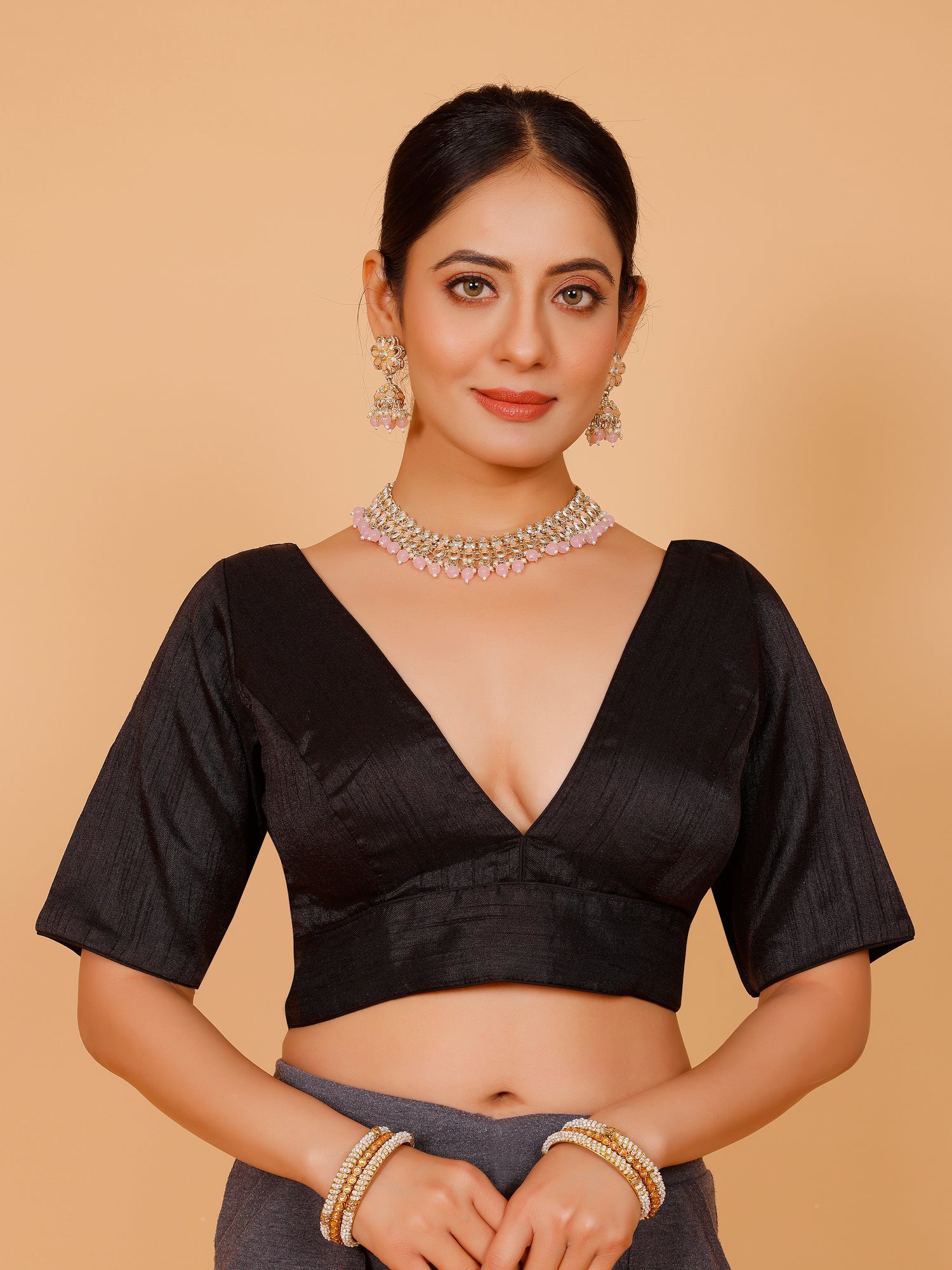 Ladies Silk Plain Blouse