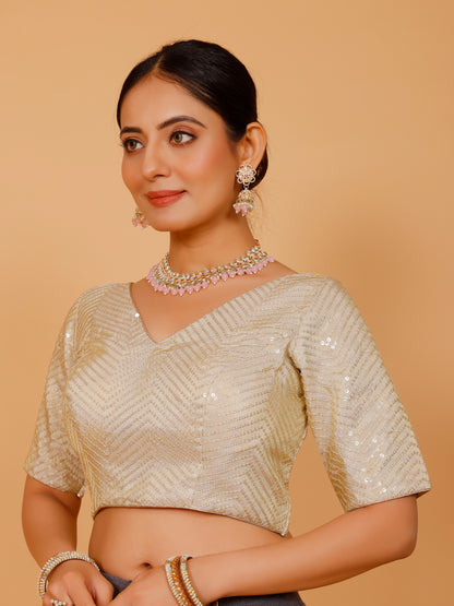 Net Sequin Work Blouse
