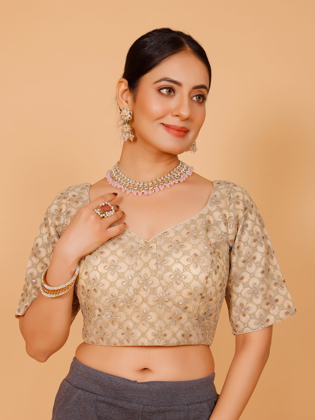 Net Zari Work Blouse