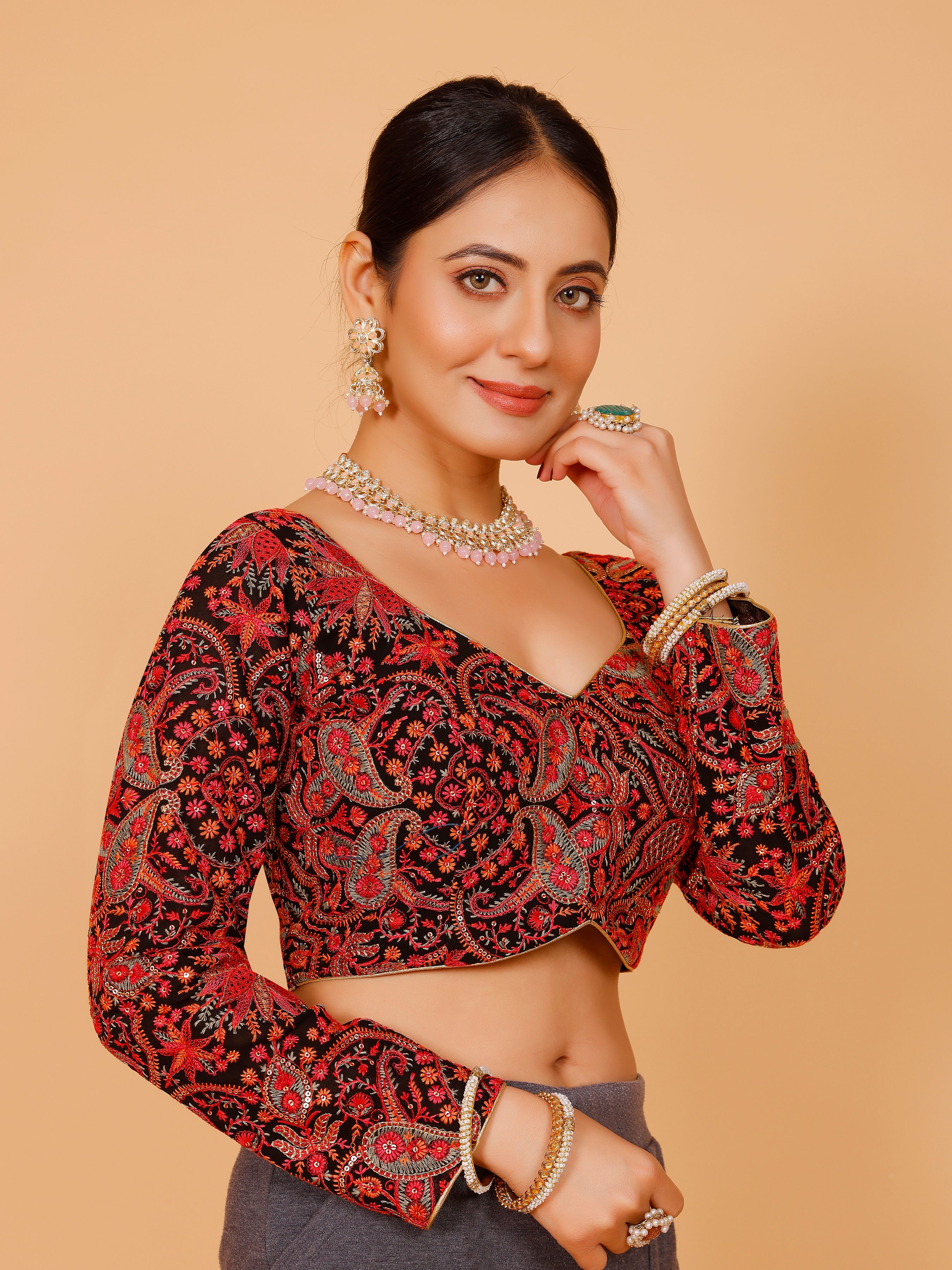 Silk Zari Tiki Work Blouse - Roop Darshan