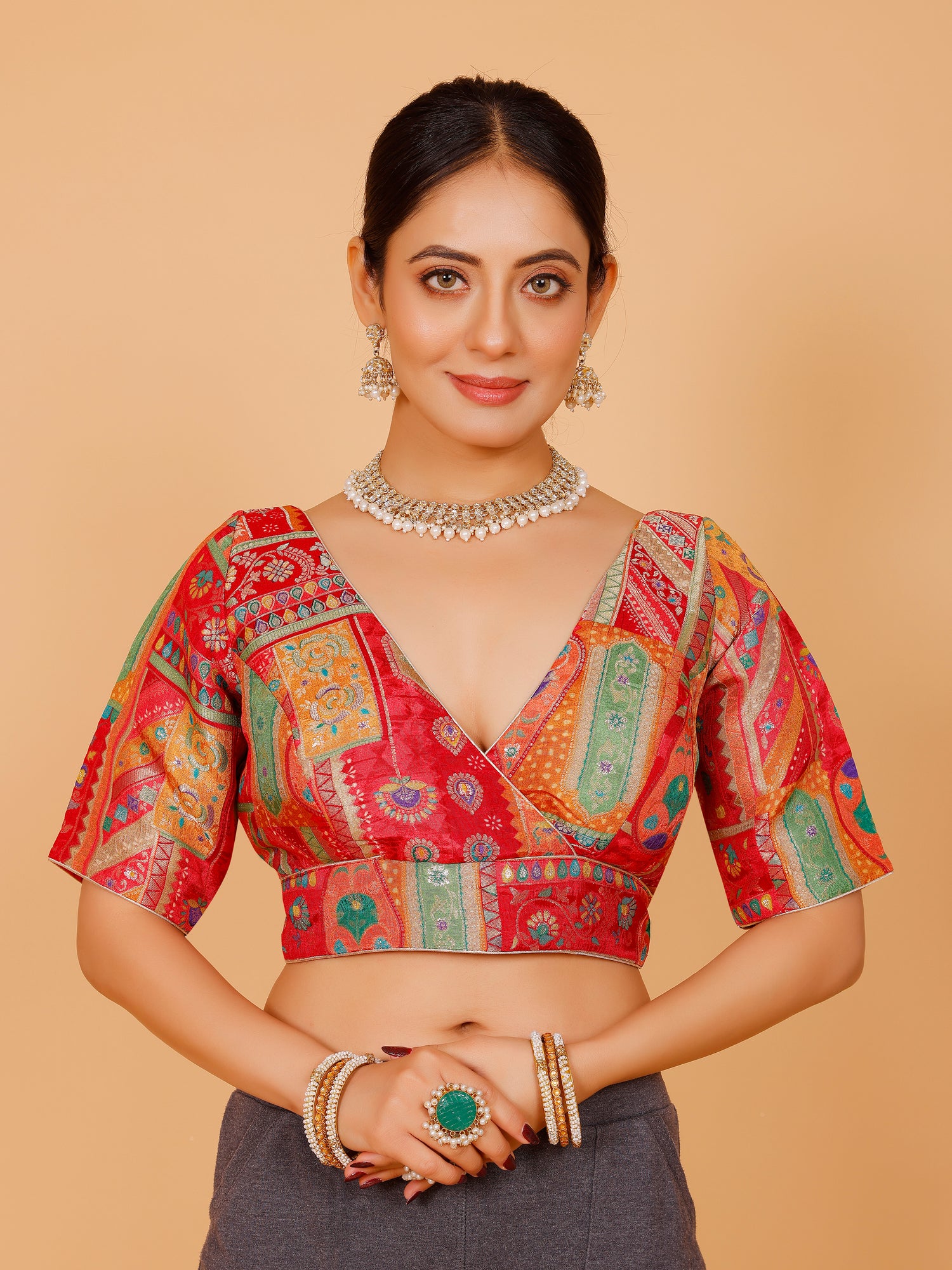 Silk Printed Blouse - Roop Darshan