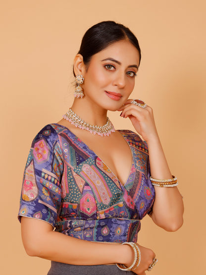 Silk Printed Blouse - Roop Darshan