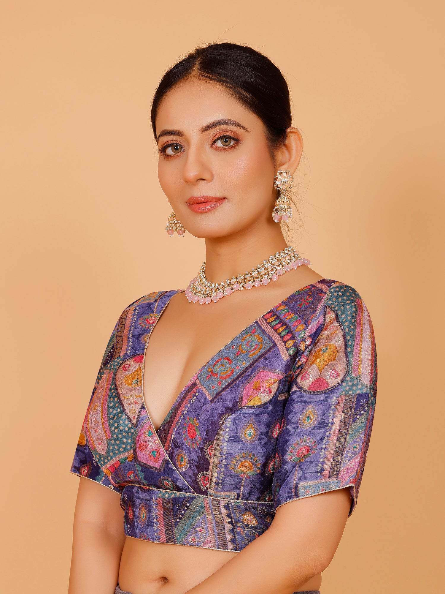Silk Printed Blouse - Roop Darshan