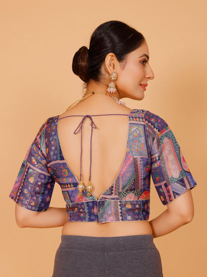 Silk Printed Blouse - Roop Darshan