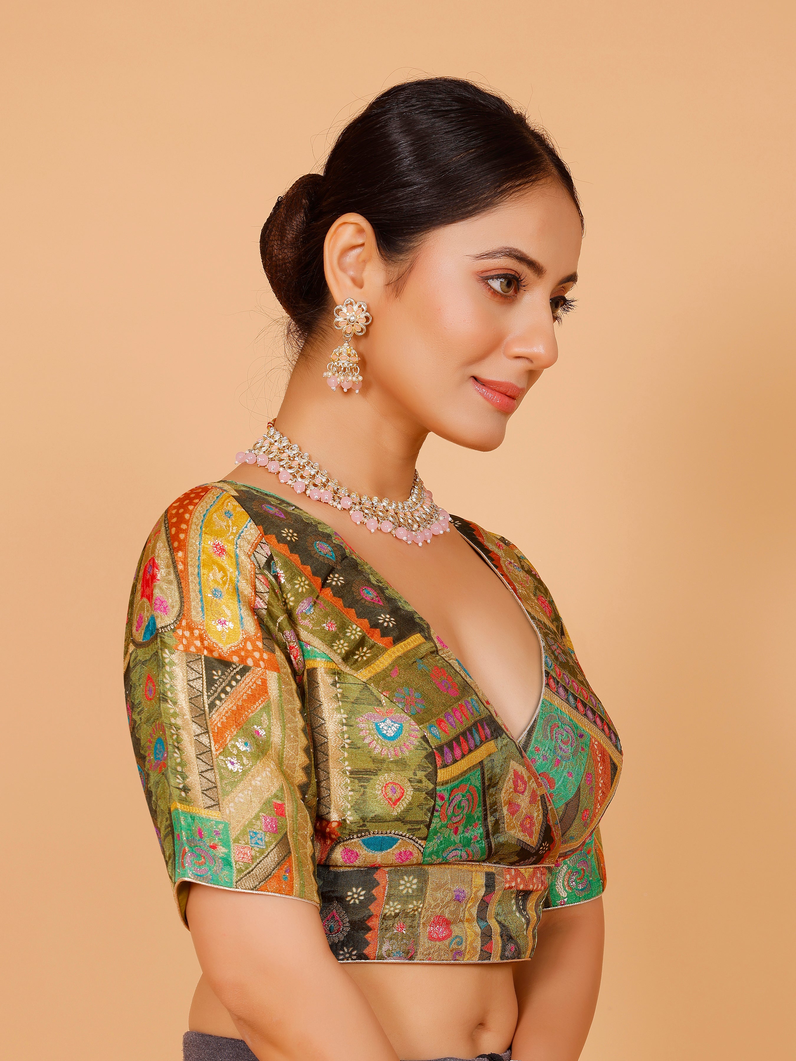 Silk Printed Blouse - Roop Darshan