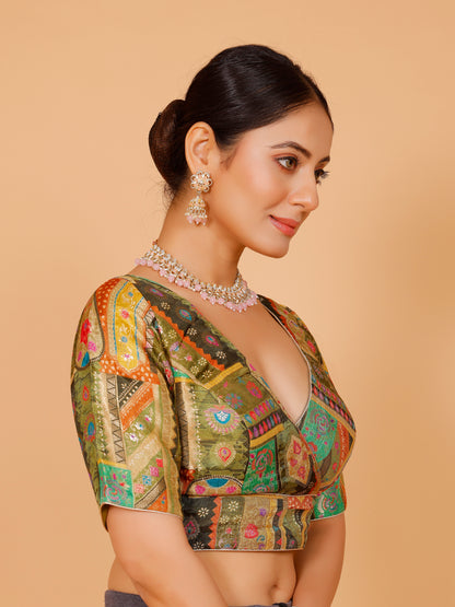 Silk Printed Blouse - Roop Darshan