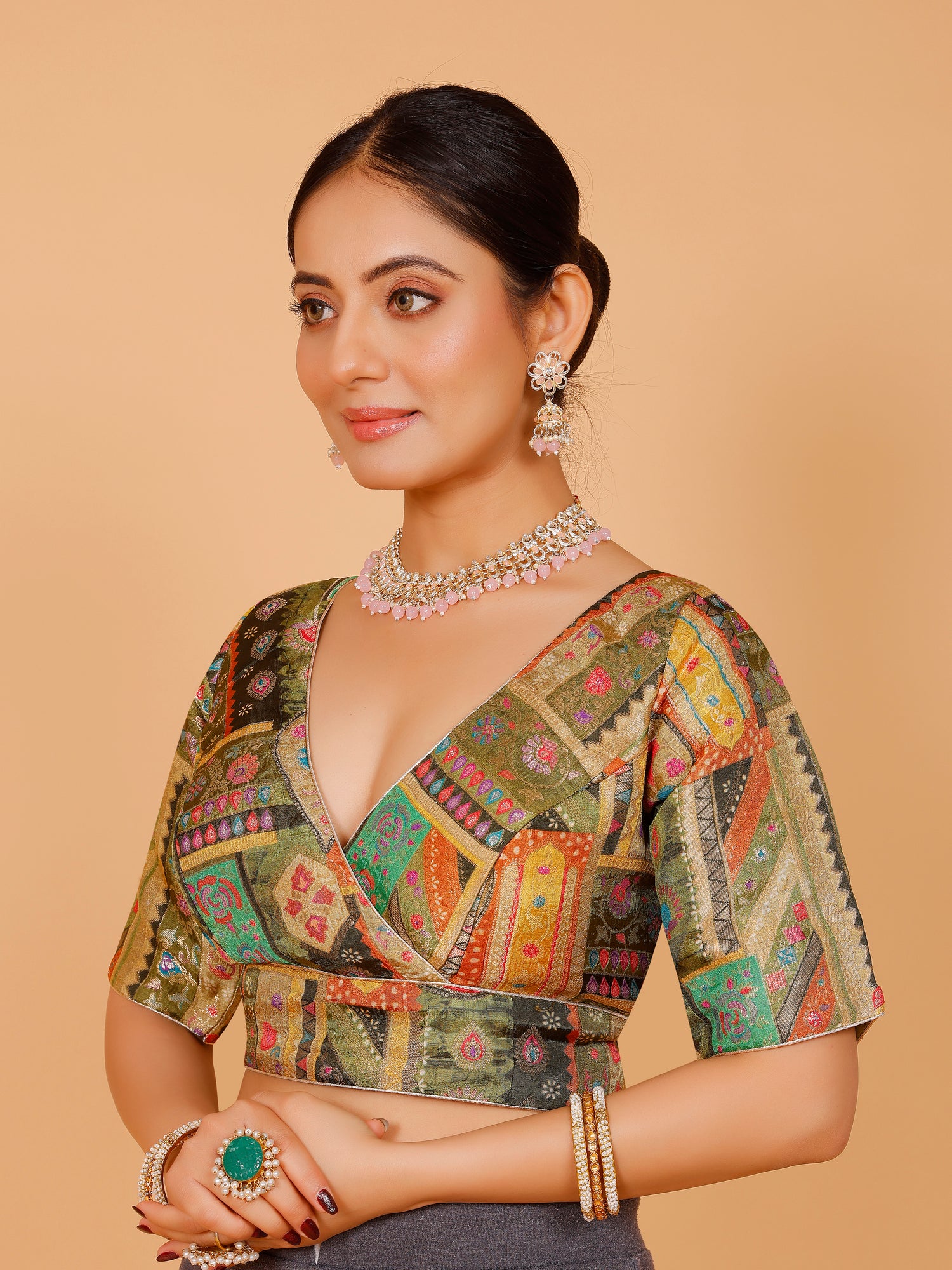 Silk Printed Blouse - Roop Darshan