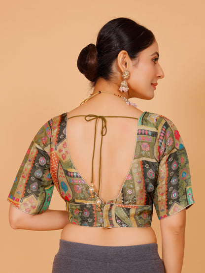 Silk Printed Blouse - Roop Darshan