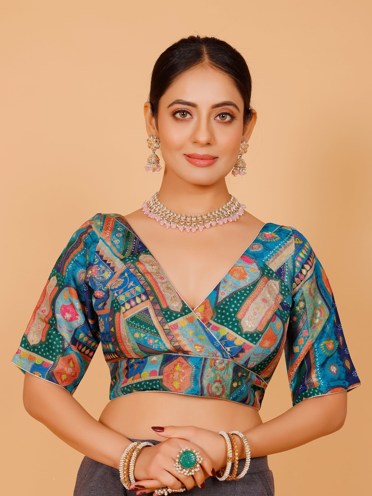 Silk Printed Blouse - Roop Darshan