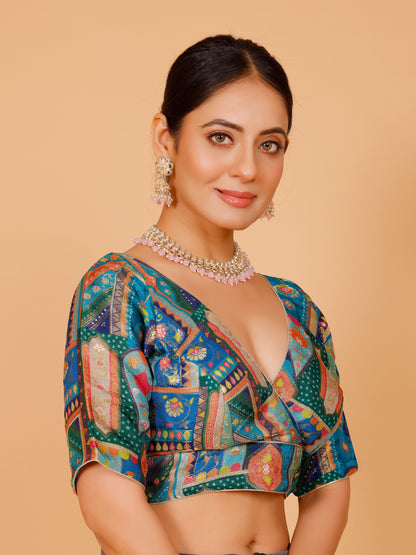 Silk Printed Blouse - Roop Darshan