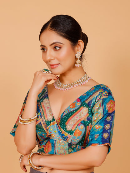 Silk Printed Blouse - Roop Darshan
