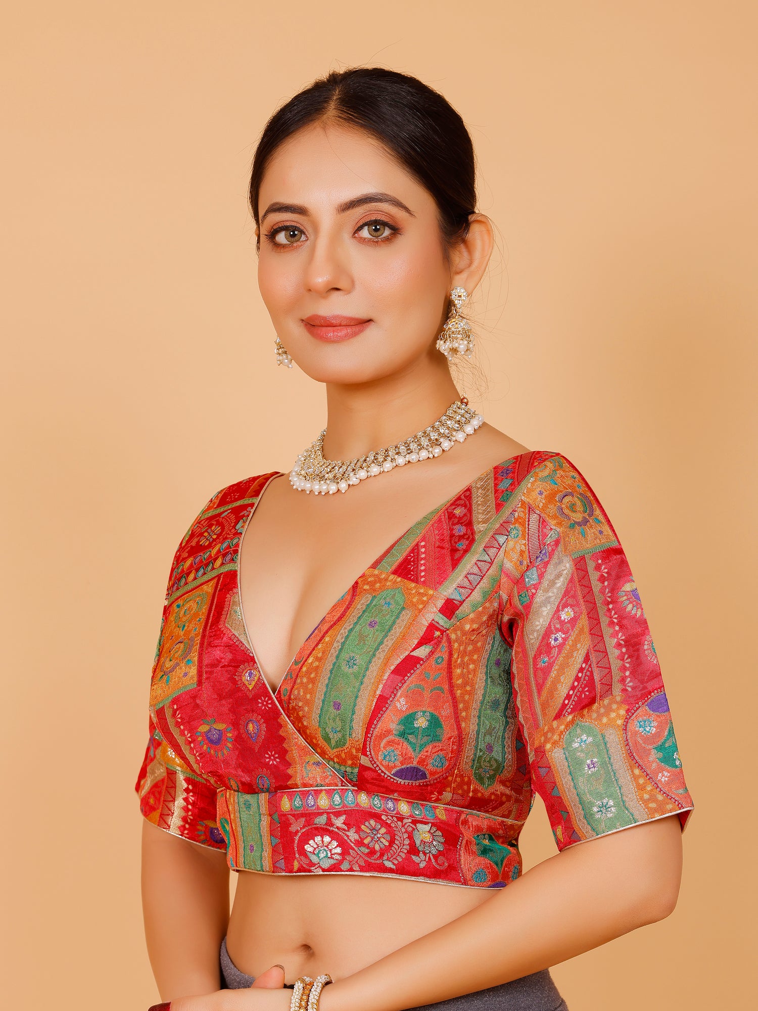 Silk Printed Blouse - Roop Darshan