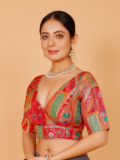 Silk Printed Blouse - Roop Darshan