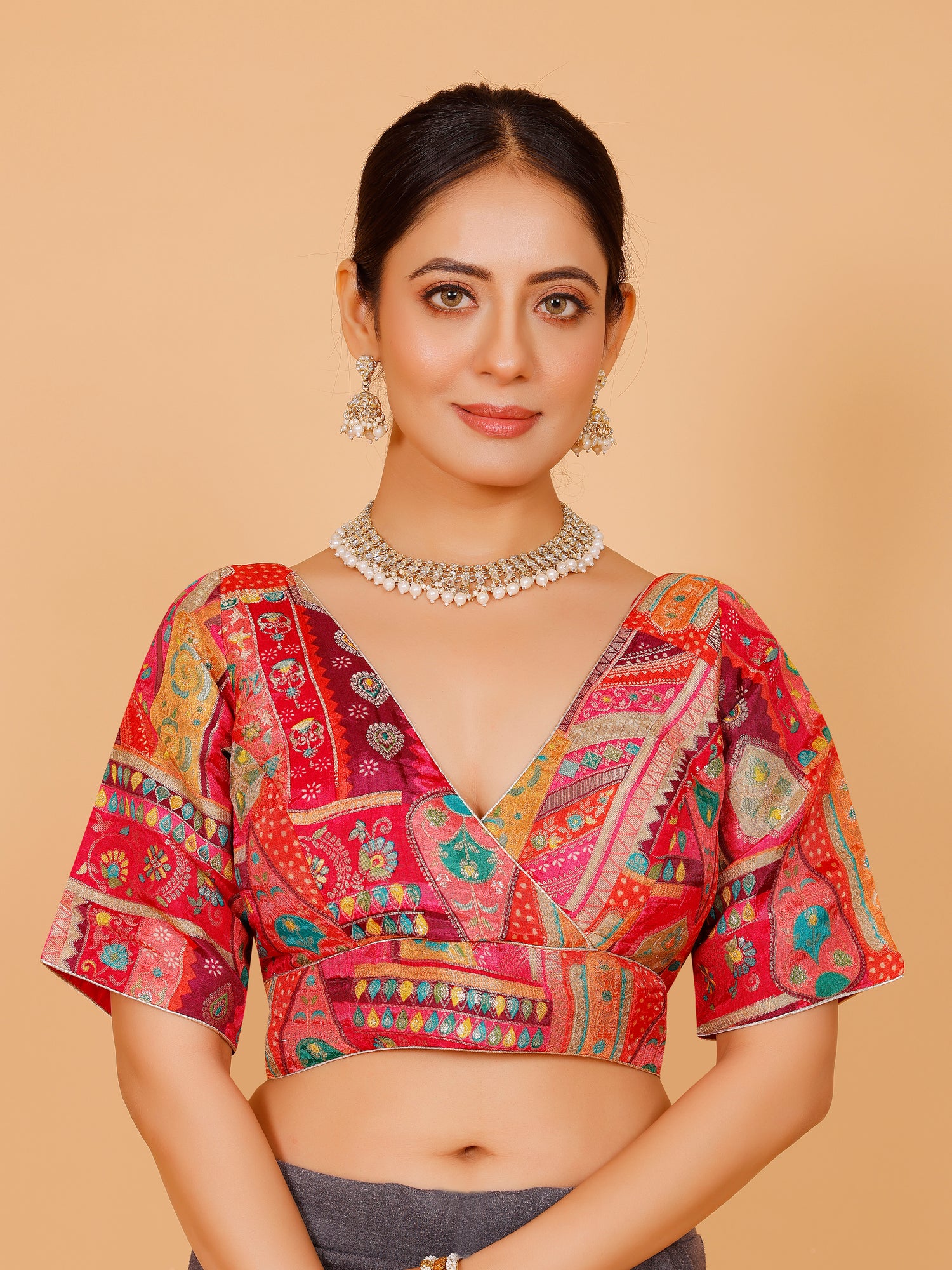 Silk Printed Blouse - Roop Darshan
