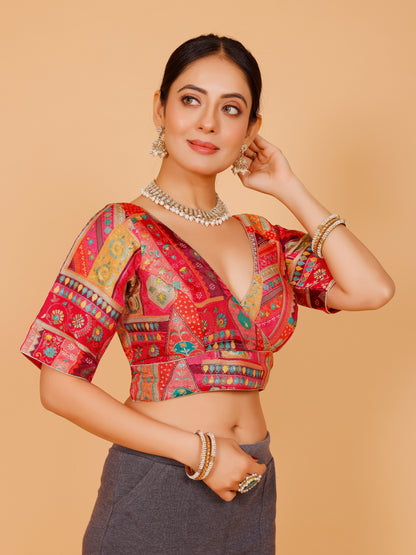 Silk Printed Blouse - Roop Darshan