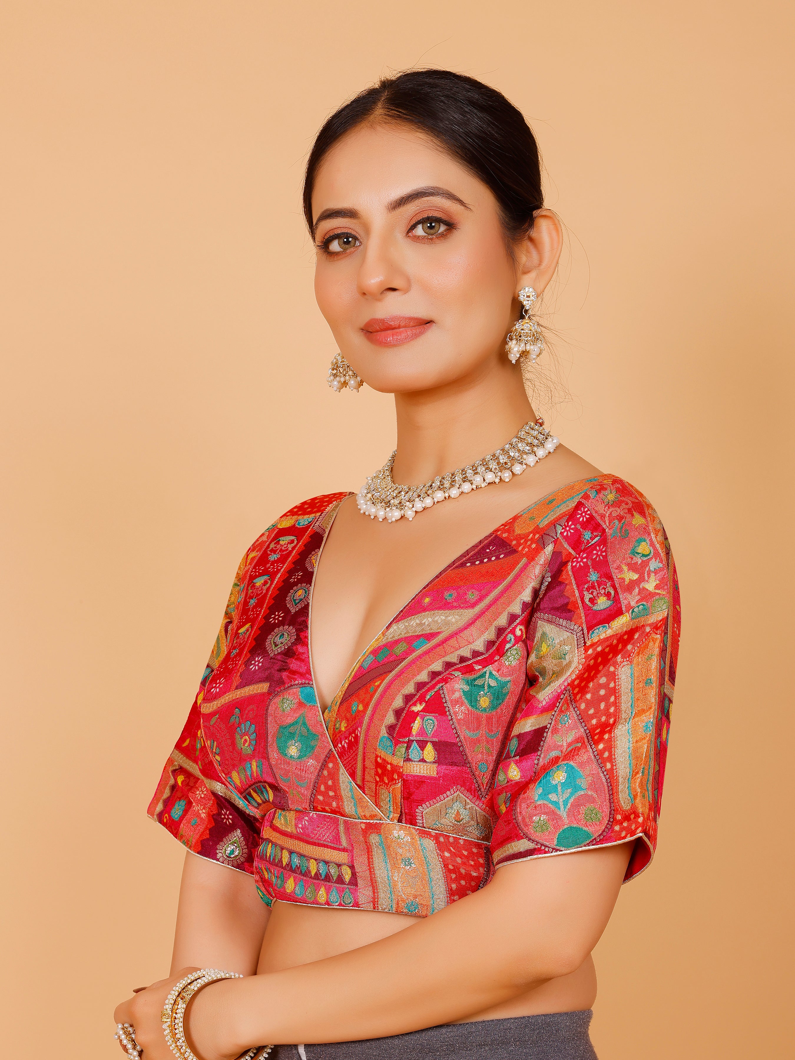 Silk Printed Blouse - Roop Darshan