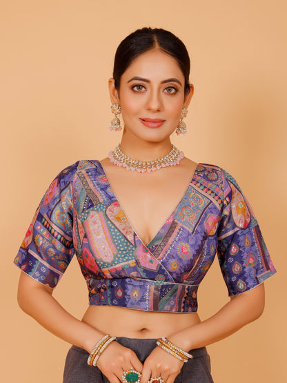 Silk Printed Blouse - Roop Darshan